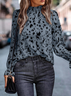 Women's Zebra Long Sleeve Blouse_ Spring/Fall Peplum Mock Neck Daily Casual Top