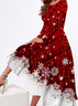 Loose Christmas Casual Crew Neck Plaid Dress