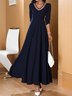 V Neck Elegant Regular Fit Plain Dress