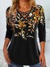 V Neck Casual Floral T-Shirt