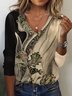 Casual Loose Floral V Neck T-Shirt