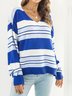 Striped Casual V Neck Sweater