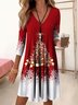 Loose Casual Christmas Tree V Neck Dress