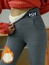 Plain Knitted Casual Fleece Leggings