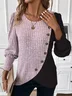 Crew Neck Color Block Casual Loose Blouse