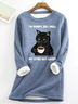 Women's Long Sleeve Blouse Spring/Fall Cat Cotton-Blend Crew Neck Daily Going Out Casual Top