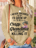 Women's Text Letters Long Sleeve Blouse_ Spring/Fall Crew Neck Daily Casual Top