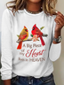 Women's Long Sleeve Blouse Spring/Fall Bird Cotton-Blend Crew Neck Daily Going Out Simple Top