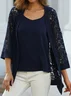 Women's Plain Daily Going Out Two Piece Set Three Quarter Sleeve Casual Spring/Fall Coat With Cami Matching Set