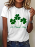 Women's Shamrock Short Sleeve Tee T-shirt Crew Neck Casual Summer Top