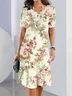 Crew Neck Elegant Floral Loose Garden Party Midi Dress