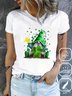 Women's St. Patrick's Day Shamrock Short Sleeve Tee T-shirt Crew Neck Casual Summer Top