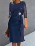 Women's Plain Party Going Out Two Piece Set Three Quarter Sleeve Elegant Spring/Fall Coat With Skirt Matching Set