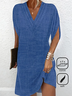 Women's Plain Cap Sleeve Summer Dress V Neck Daily Casual Mini H-Line Dress