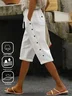 Women's Elastic Waist H-Line Straight Pants Daily Going Out Pants Casual Buckle Cotton Plain Summer Pants