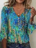 Women's Half Sleeve Tee/T-shirt Summer Random Print V Neck Daily Going Out Casual Top Multicolor