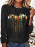 Women's Long Sleeve Tee T-shirt Spring/Fall Heart/Cordate Jersey Crew Neck Daily Going Out Casual Top