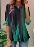 Women's Long Sleeve Tee T-shirt Spring/Fall Random Print Knitted Crew Neck Daily Going Out Casual Top Green