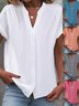 Women's Short Sleeve Shirt Summer Plain Stand Collar Daily Going Out Casual Top
