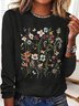 Women's Long Sleeve Tee T-shirt Spring/Fall Floral Crew Neck Daily Going Out Casual Top