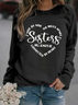 Women Text Letters Crew Neck Casual Spring/Fall Long Sleeve Sweatshirt