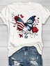Women's Floral Short Sleeve Tee T-shirt Crew Neck Casual Summer Top