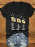 Women's Floral Short Sleeve Tee T-shirt V Neck Casual Summer Top