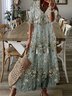 Women's Floral Half Sleeve Summer Dress V Neck Daily Casual Maxi A-Line Dress