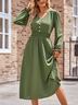 Women's Plain Long Sleeve Spring/Fall Dress Crew Neck Daily Casual Midi H-Line Dress