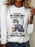 Women's Long Sleeve Blouse Spring/Fall Text Letters Crew Neck Daily Going Out Casual Top