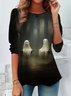 Women's Long Sleeve Tee T-shirt Spring/Fall Halloween Printing Jersey Crew Neck Daily Going Out Vintage Top