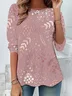 Women's Branches Long Sleeve Floral Tee T-shirt Crew Neck Casual Spring/Fall Top