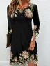 Women's Long Sleeve Spring/Fall Floral Jersey Dress Crew Neck Daily Going Out Casual Mini H-Line T-Shirt Dress