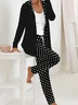 Women's Polka Dots Daily Going Out Two Piece Set Long Sleeve Casual Spring/Fall Coat With Pants Matching Set