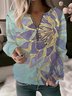 Women's Crew Neck Floral Casual Spring/Fall Long Sleeve Sweatshirt