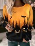 Women's Crew Neck Halloween Casual Spring/Fall Long Sleeve Sweatshirt