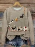 Women's Crew Neck Animal Casual Spring/Fall Long Sleeve Sweatshirt