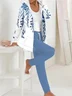 Women's Floral Two-Piece Set Daily Long Sleeve Casual Spring/Fall Top With Pants Matching Set