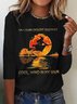 Women's Long Sleeve Tee T-shirt Spring/Fall Halloween Cotton Crew Neck Daily Going Out Casual Top