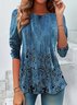 Women's Long Sleeve Tee T-shirt Spring/Fall Floral Printing Jersey Crew Neck Daily Going Out Vintage Top