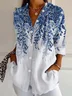 Women's Long Sleeve Shirt Spring/Fall Floral Shirt Collar Daily Going Out Casual Top