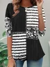 Women's Long Sleeve Tee T-shirt Spring/Fall Striped Jersey Crew Neck Daily Going Out Casual Top