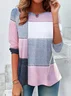 Women's Long Sleeve Tee T-shirt Spring/Fall Color Block Printing Jersey Crew Neck Daily Going Out Vintage Top