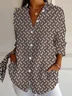 Women's Long Sleeve Shirt Spring/Fall Floral Shirt Collar Daily Going Out Casual Top