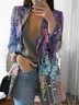 Women's Abstract Spring/Fall Outerwear Casual Long Sleeve Lapel Collar Regular Blazer