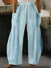Women's Trousers Elastic Waist Straight Pants Daily Going Out Casual Pocket Stitching Striped Spring/Fall Pants