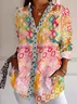 Women Ethnic Long Sleeve Shirt Spring/Fall Shirt Collar Daily Casual Top