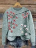 Women's Floral Winter Casual Long Sleeve Crew Neck Knitted Sweater