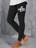 Women's Text Letters Casual All Season Long Leggings