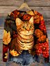 Women's Winter Cat Casual Long Sleeve Crew Neck Knitted Sweater